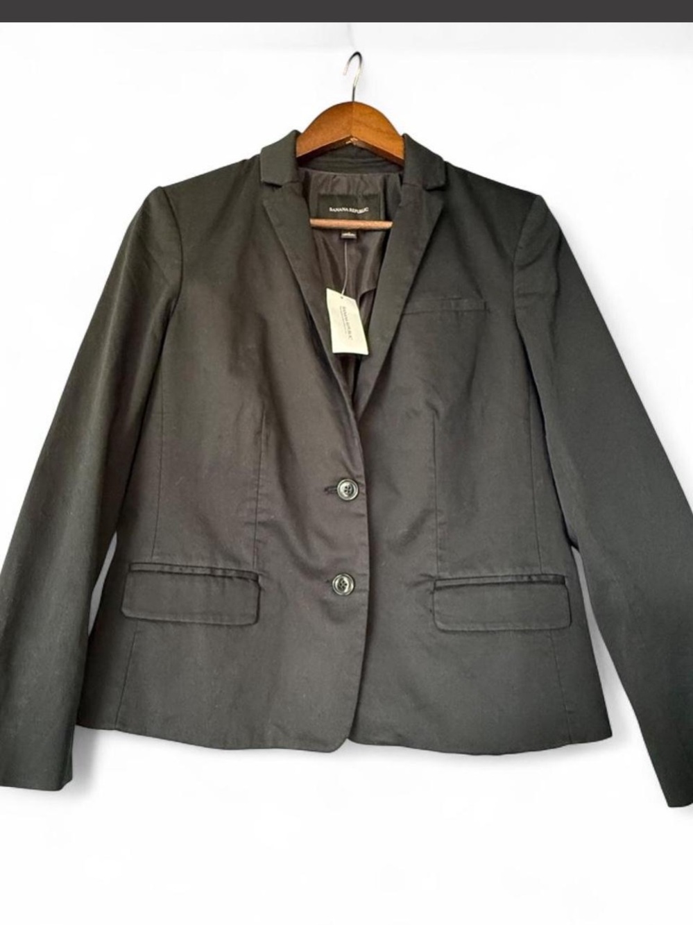 Banana Republic Black Classic Cotton Blend Blazer Jacket Women’s Size 8 NWT
